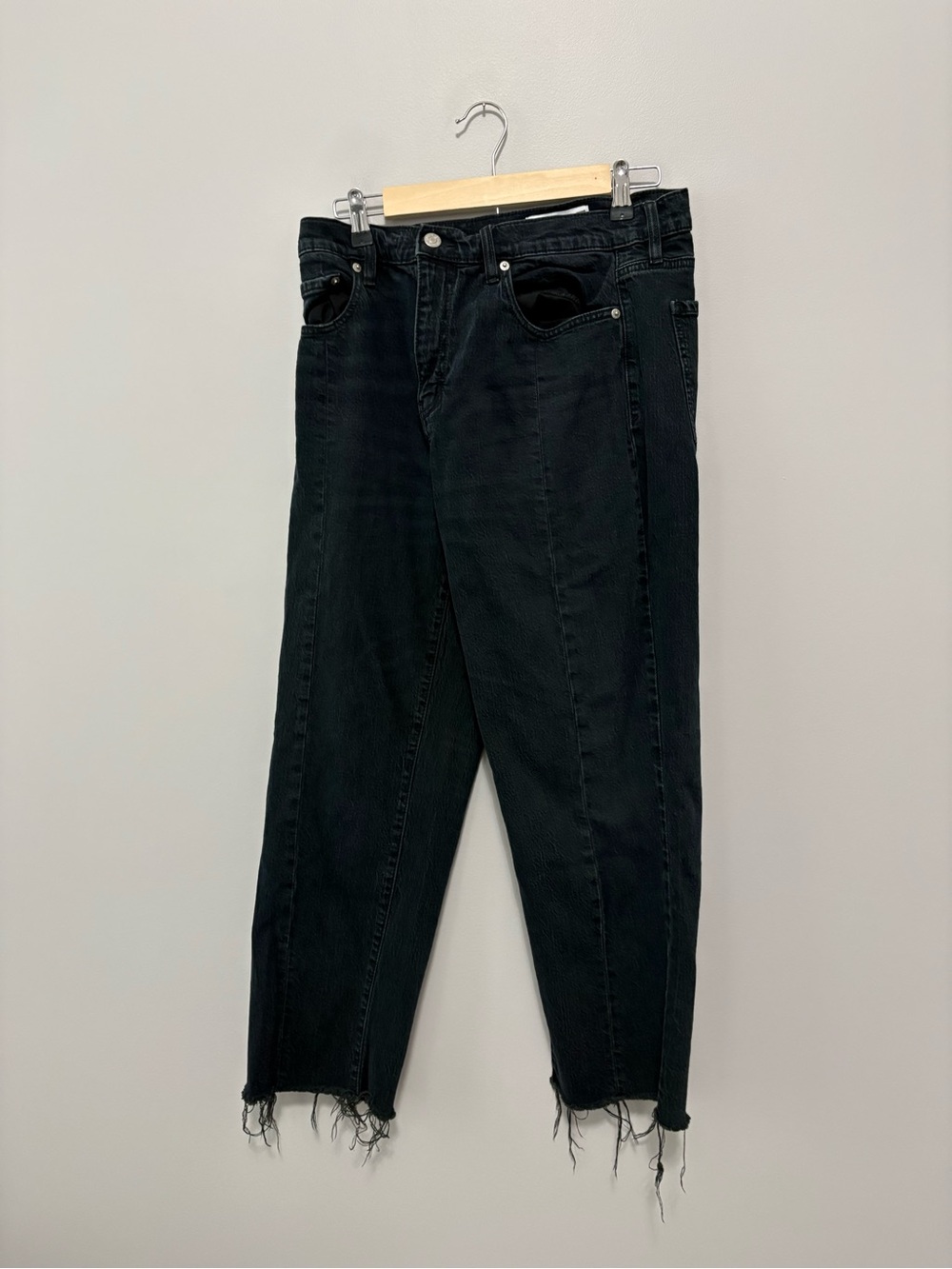 Daze Modern Wear Black High-Rise Distressed Hem Jeans